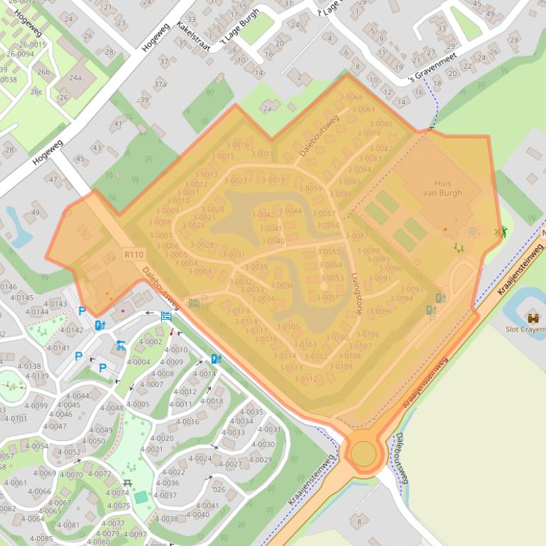 Kaart van postcodegebied 4328PN.