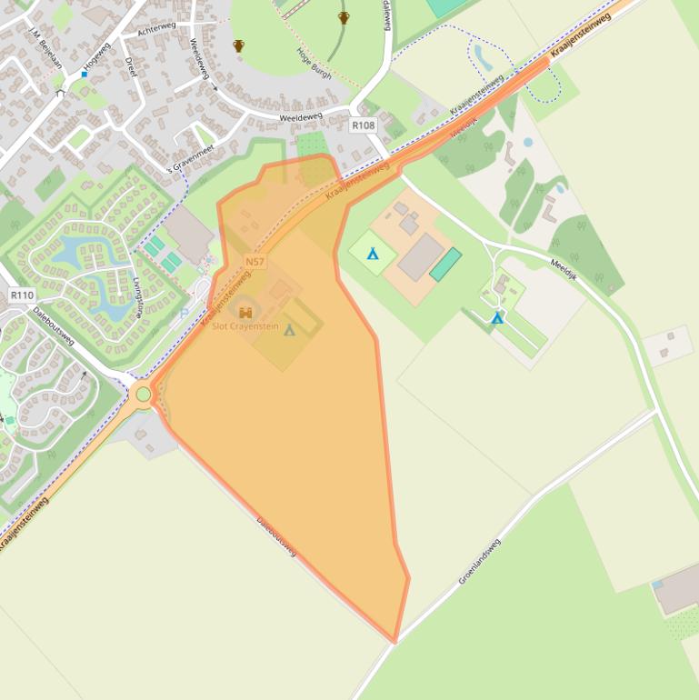 Kaart van postcodegebied 4328RZ.