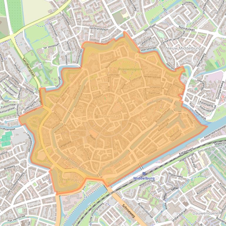 Kaart van postcodegebied 4331.