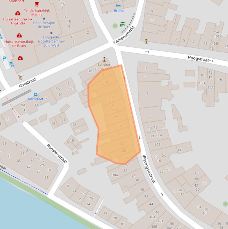 Kaart van postcodegebied 4331KV.