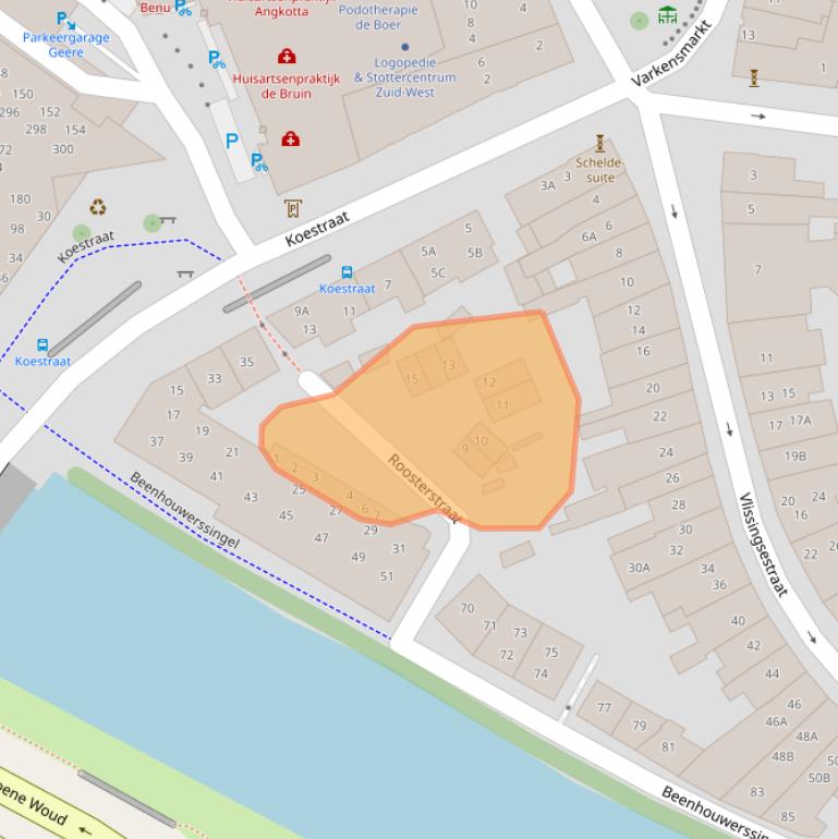 Kaart van postcodegebied 4331KZ.