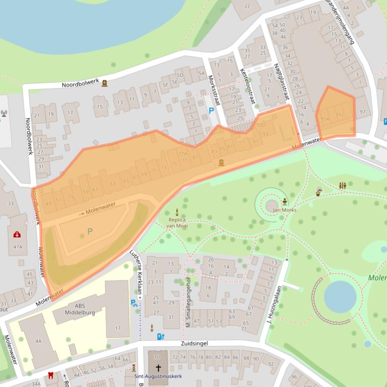 Kaart van postcodegebied 4331SE.