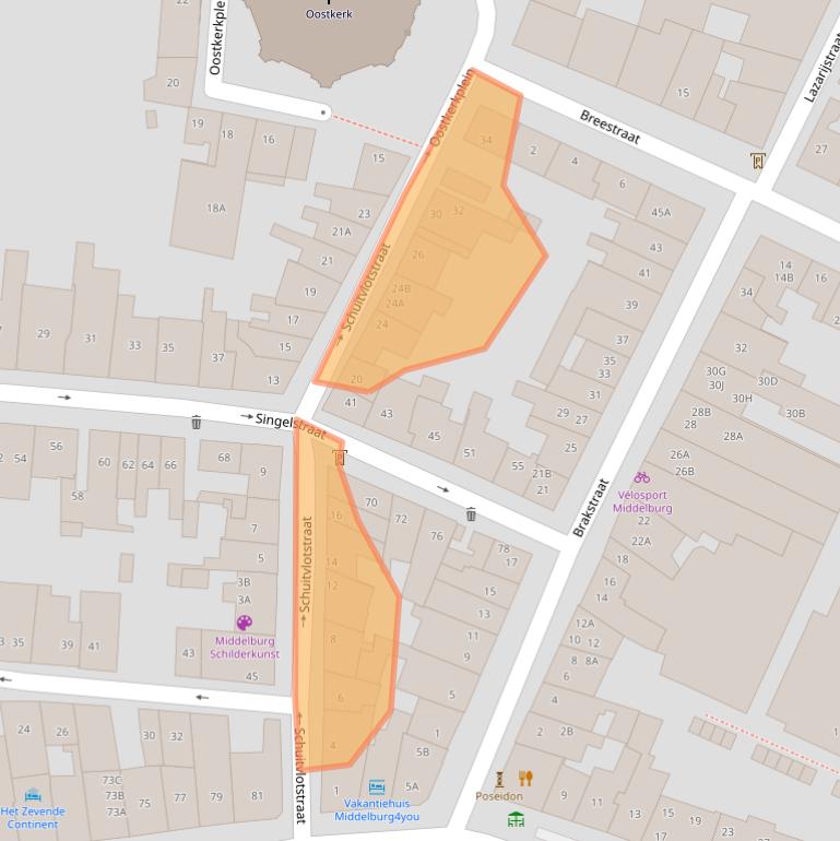 Kaart van postcodegebied 4331SZ.