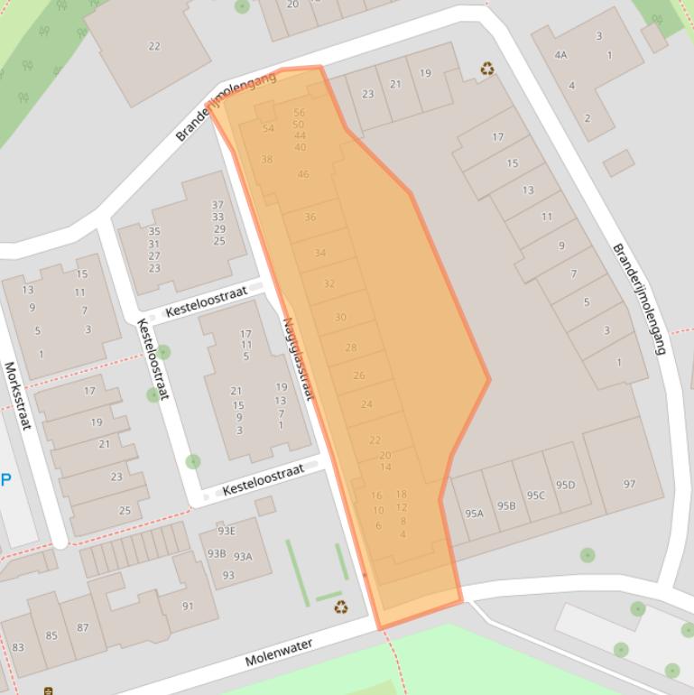 Kaart van postcodegebied 4331WJ.