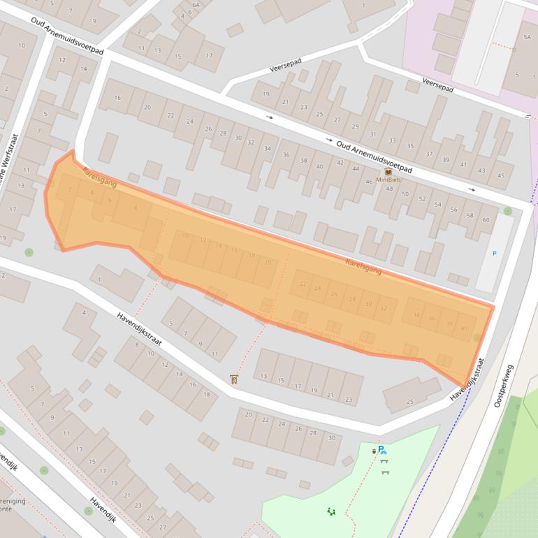 Kaart van postcodegebied 4332AM.