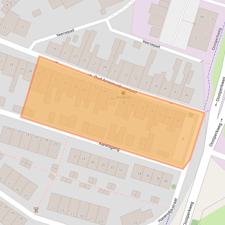Kaart van postcodegebied 4332AR.