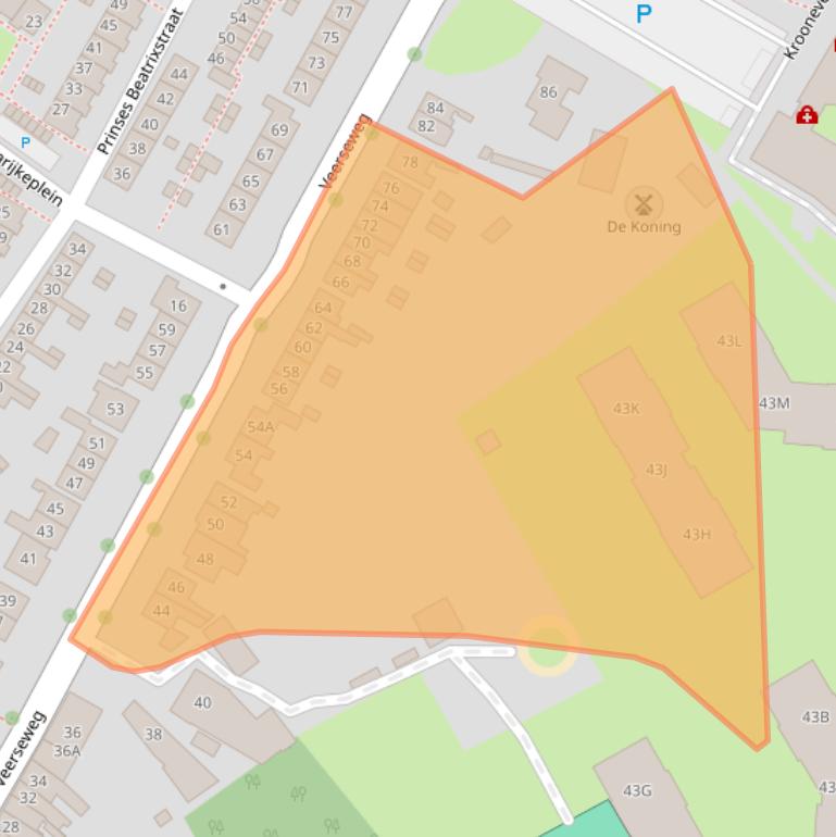 Kaart van postcodegebied 4332BH.