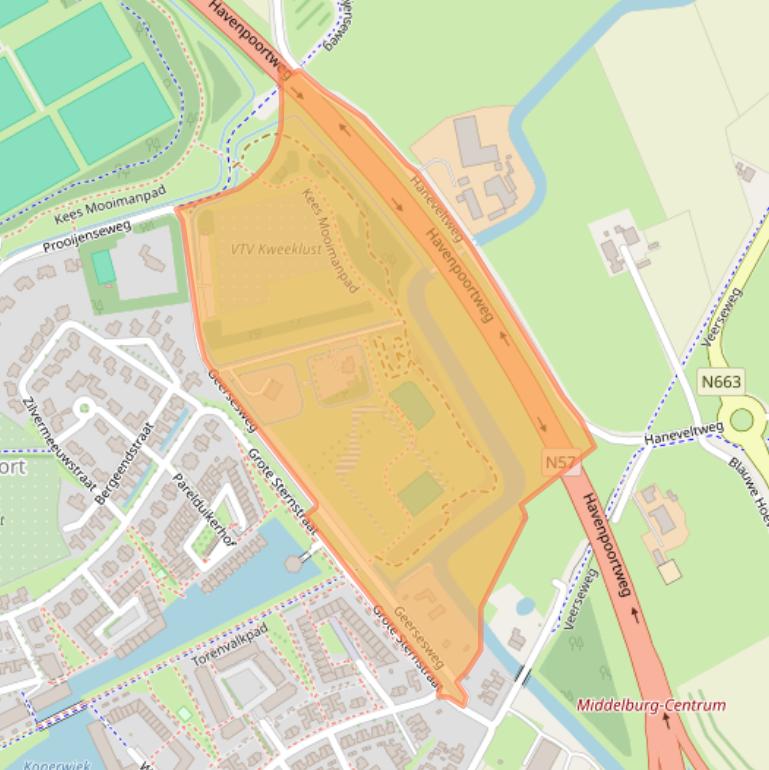 Kaart van postcodegebied 4332RA.