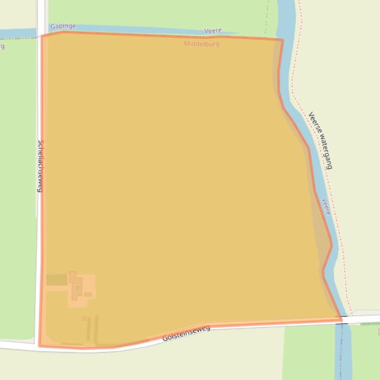 Kaart van postcodegebied 4332RB.