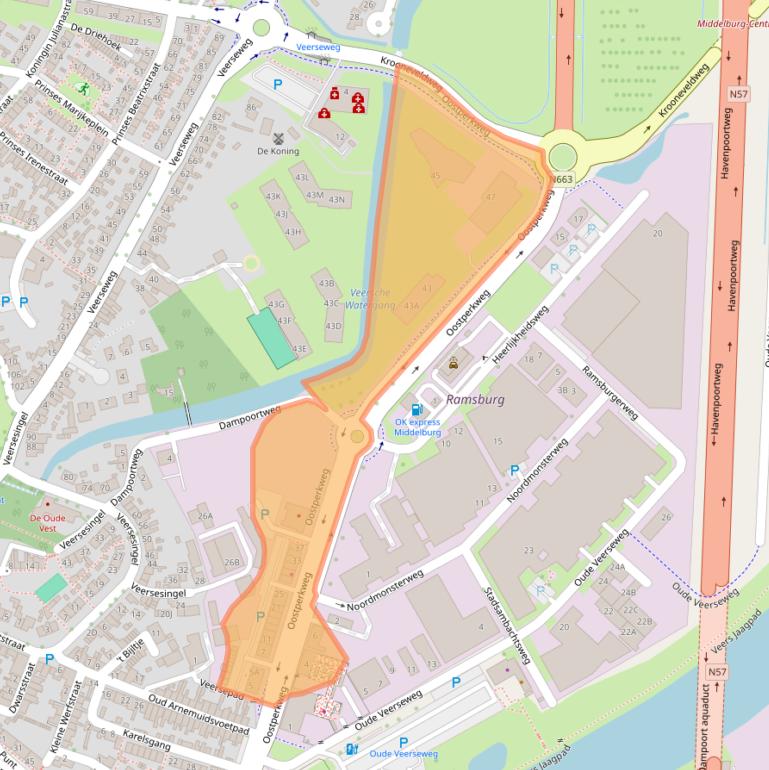 Kaart van postcodegebied 4332SB.