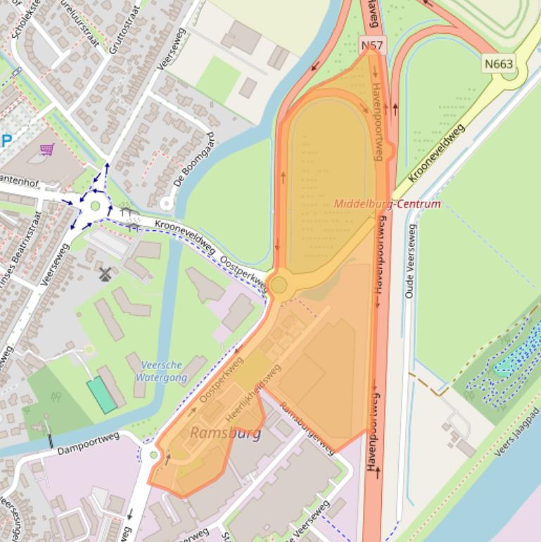 Kaart van postcodegebied 4332SN.