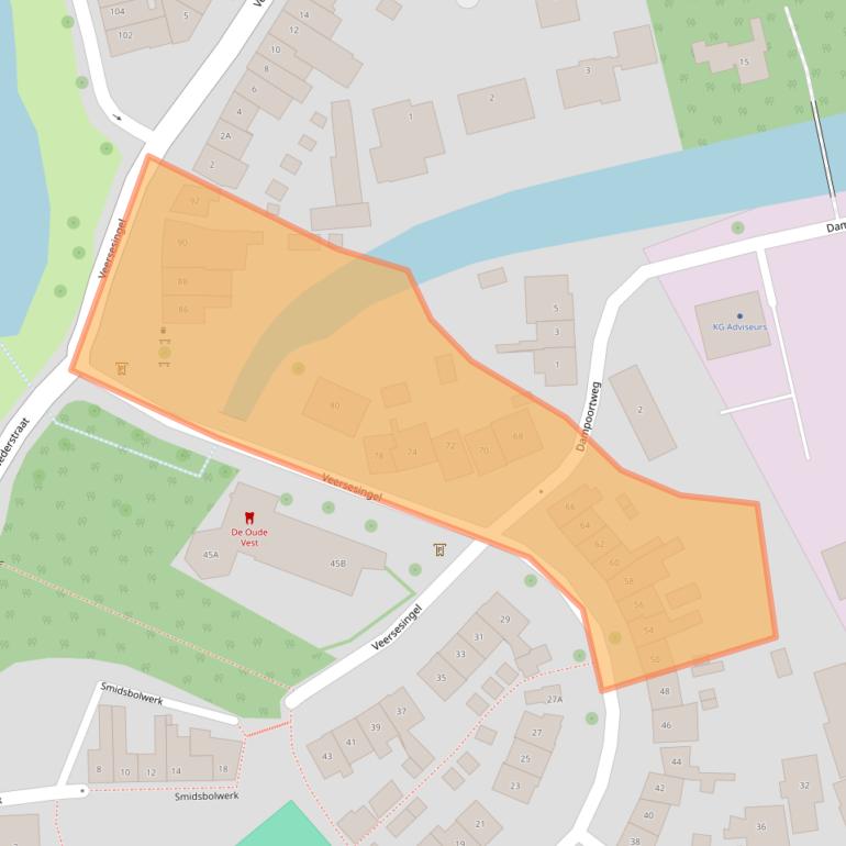 Kaart van postcodegebied 4332TC.