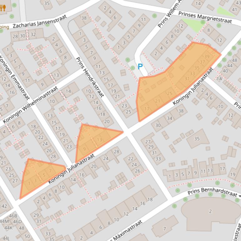Kaart van postcodegebied 4332VW.