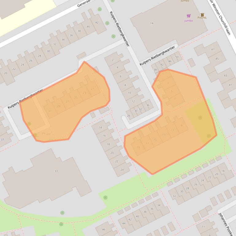 Kaart van postcodegebied 4333EJ.