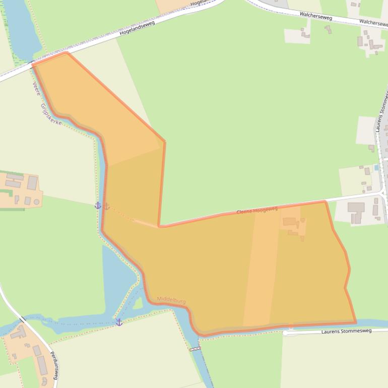 Kaart van postcodegebied 4334SG.