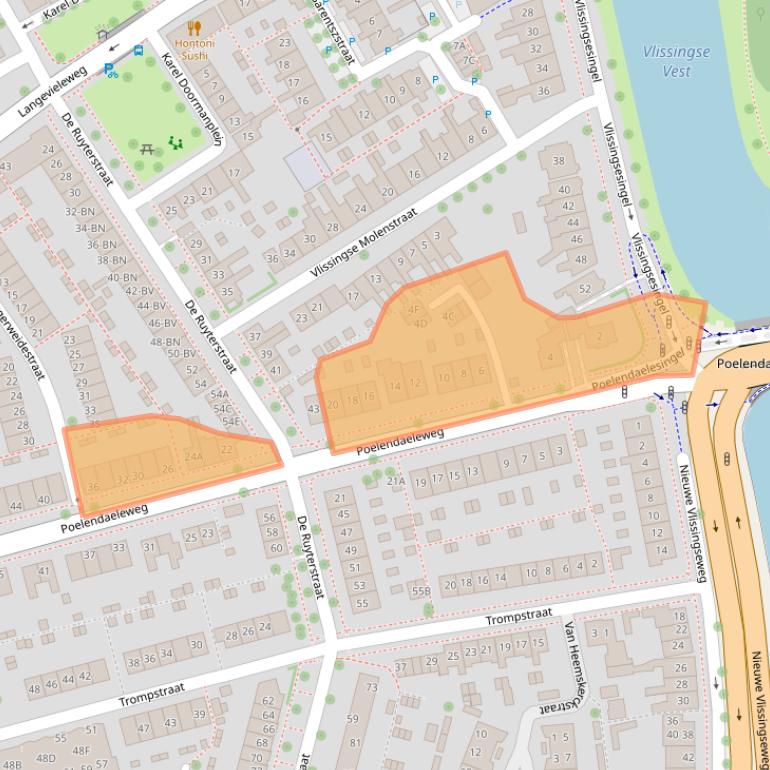 Kaart van postcodegebied 4335HR.