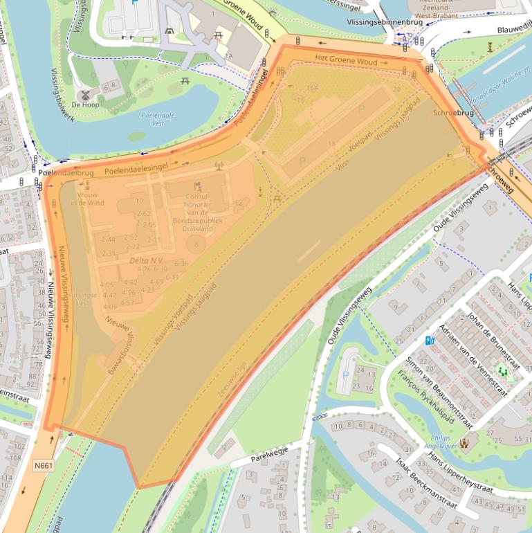 Kaart van postcodegebied 4335JA.