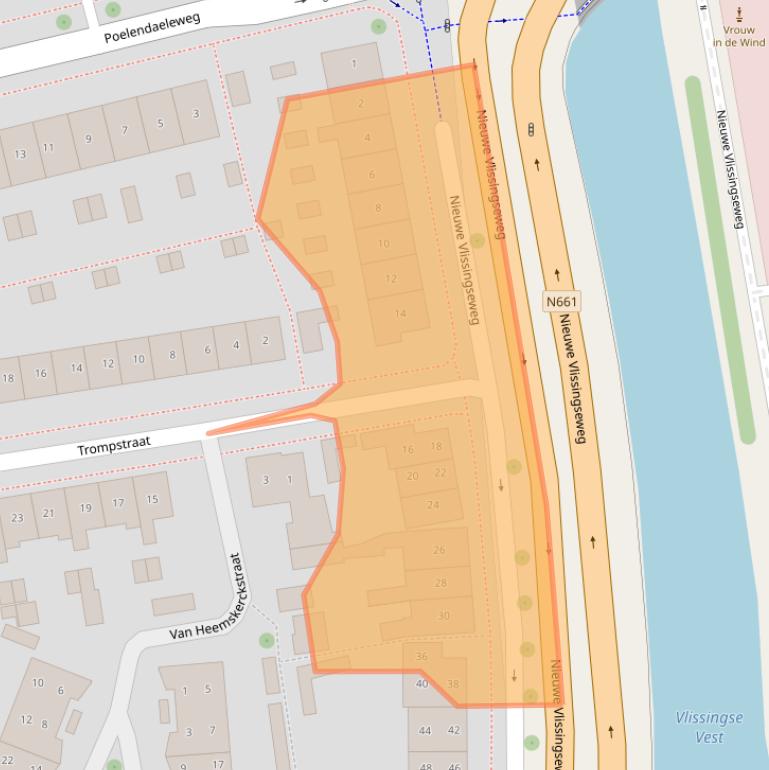 Kaart van postcodegebied 4335JB.