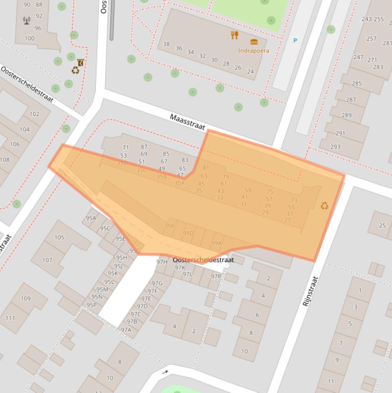 Kaart van postcodegebied 4335KR.