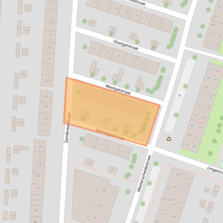 Kaart van postcodegebied 4335NS.