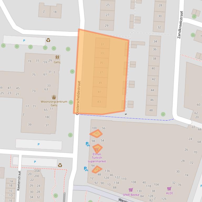 Kaart van postcodegebied 4335PB.