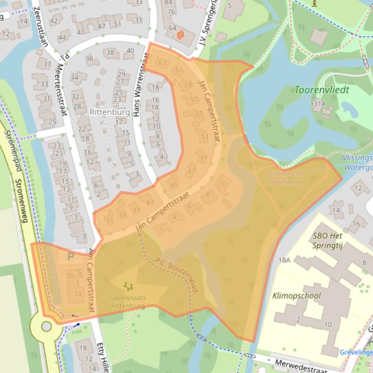 Kaart van postcodegebied 4335SC.