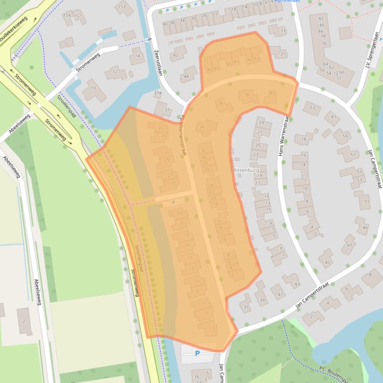 Kaart van postcodegebied 4335SE.