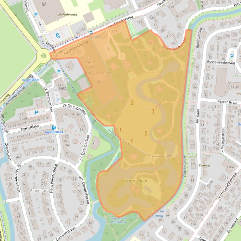 Kaart van postcodegebied 4335SL.