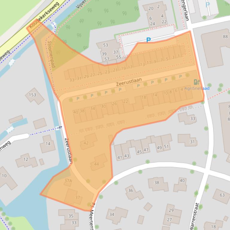 Kaart van postcodegebied 4335SW.