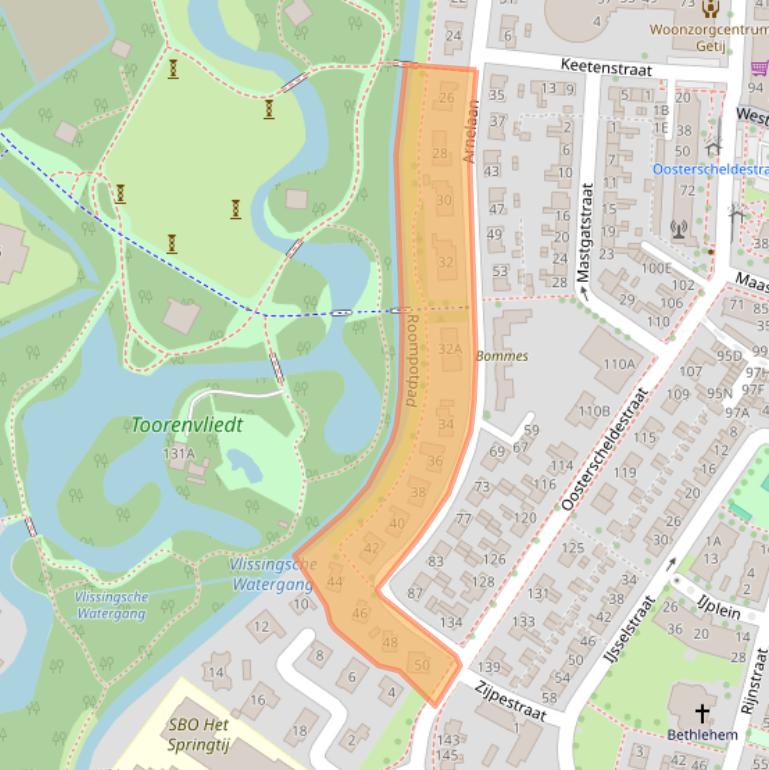 Kaart van postcodegebied 4335TE.