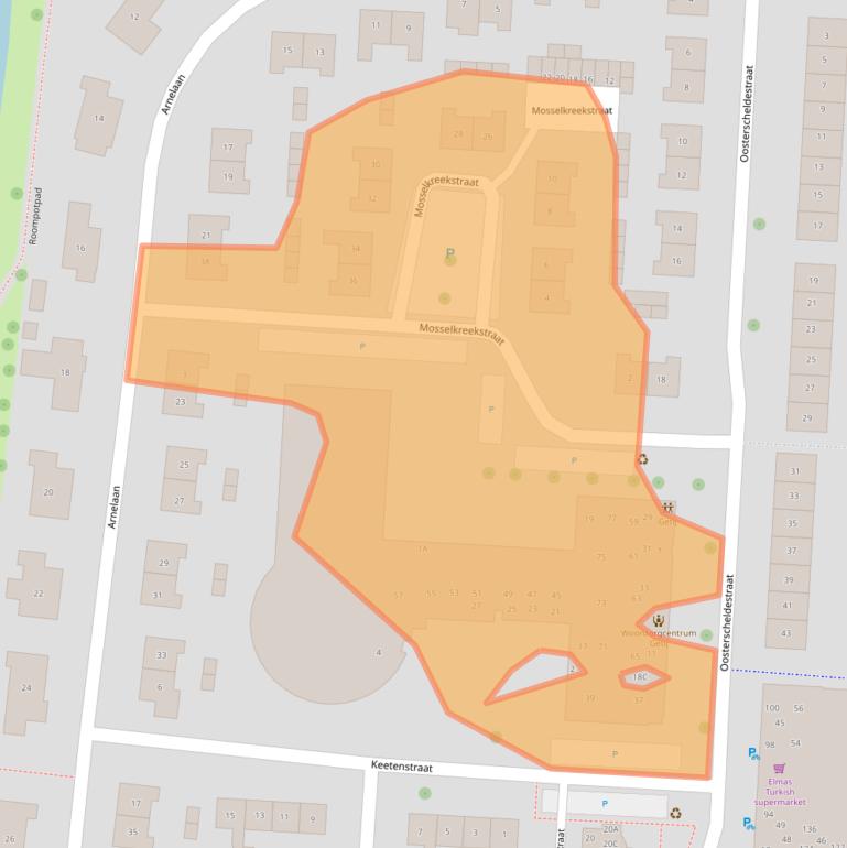 Kaart van postcodegebied 4335TG.