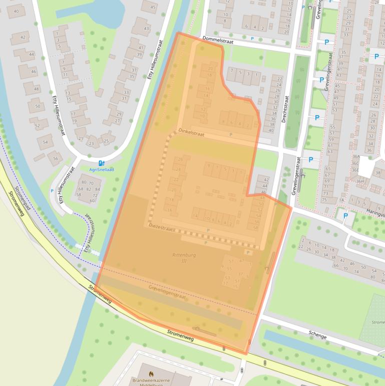 Kaart van postcodegebied 4335XX.