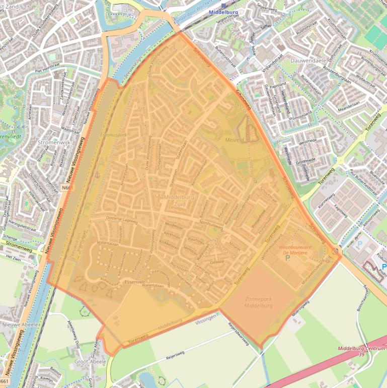 Kaart van postcodegebied 4336.