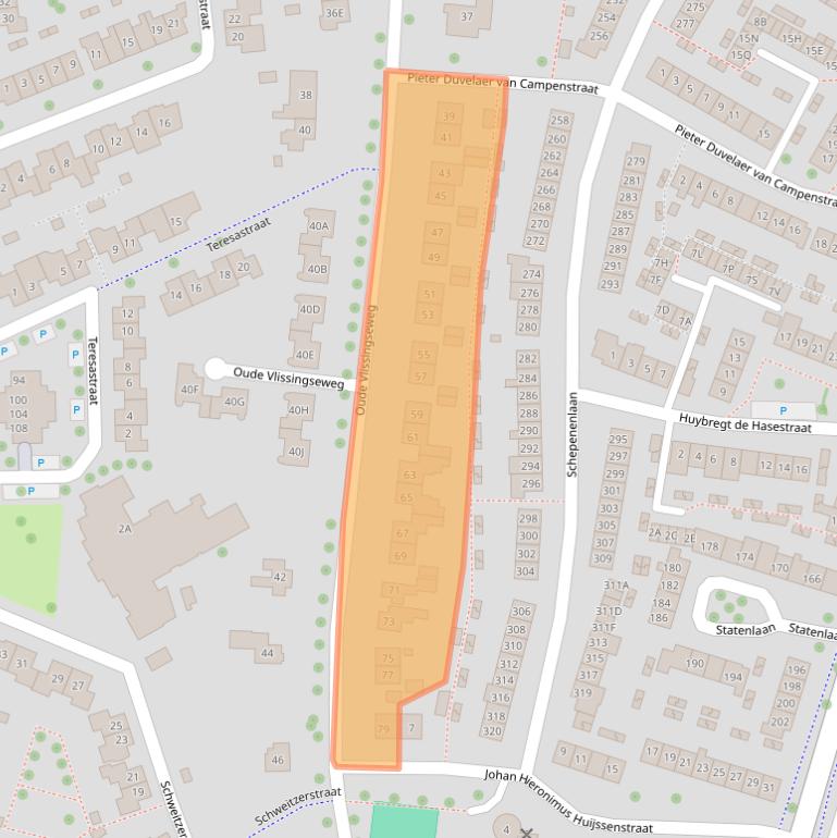 Kaart van postcodegebied 4336AB.