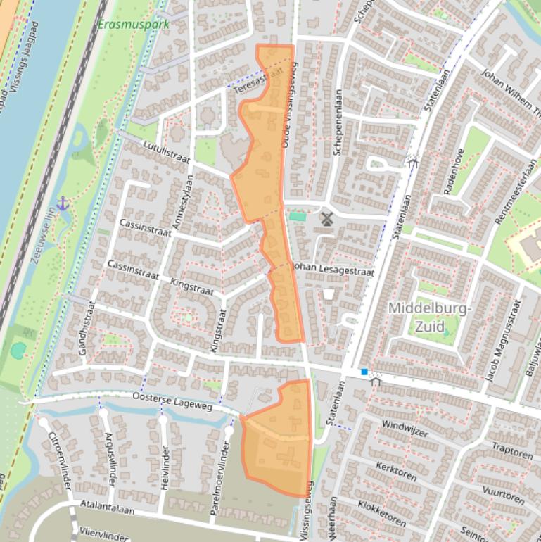 Kaart van postcodegebied 4336AE.