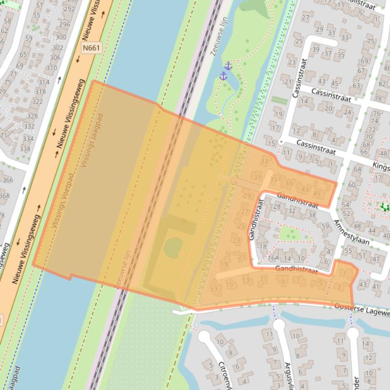 Kaart van postcodegebied 4336LC.