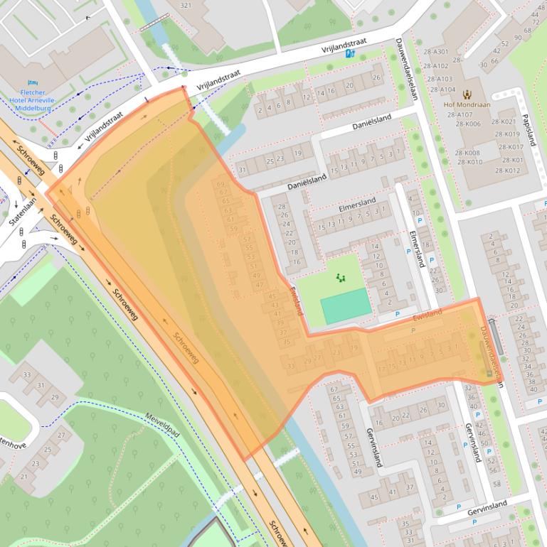 Kaart van postcodegebied 4337BZ.