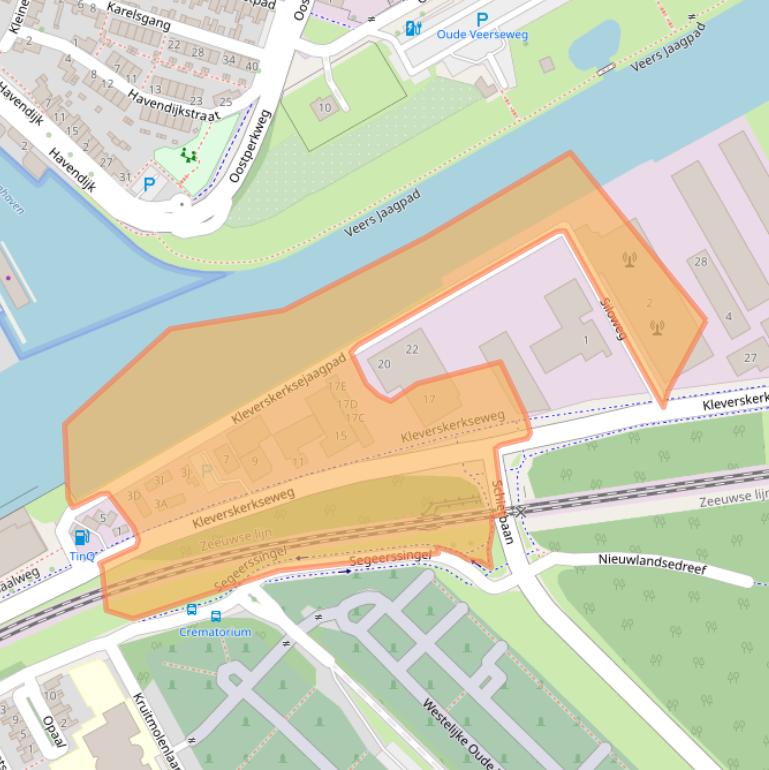 Kaart van postcodegebied 4338PA.