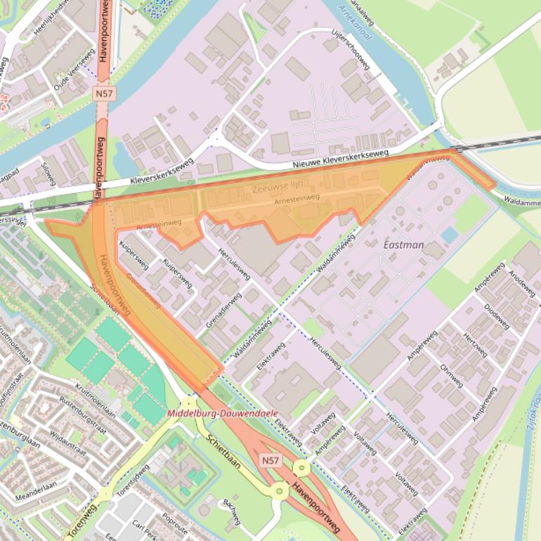 Kaart van postcodegebied 4338PD.