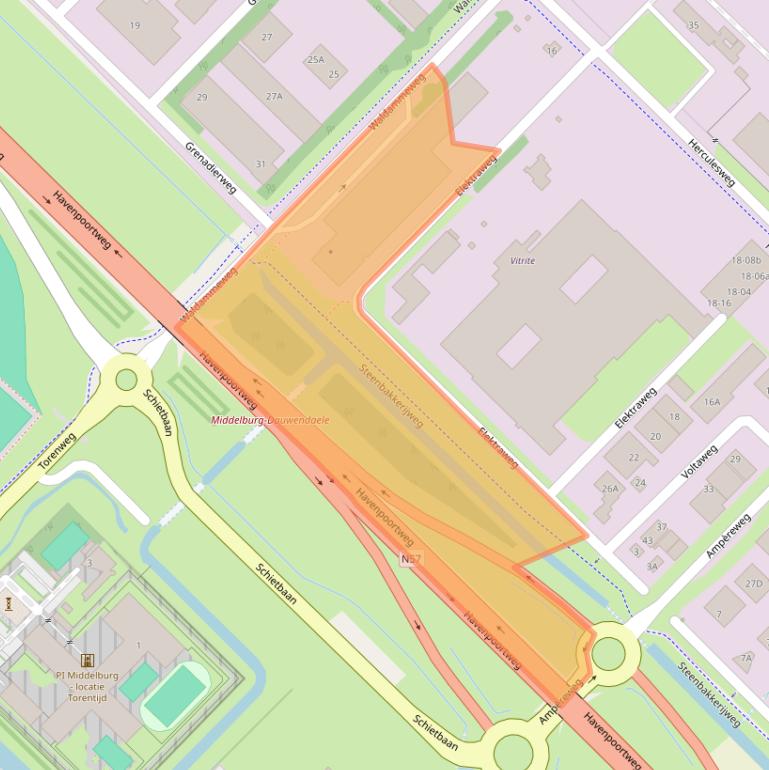 Kaart van postcodegebied 4338PJ.