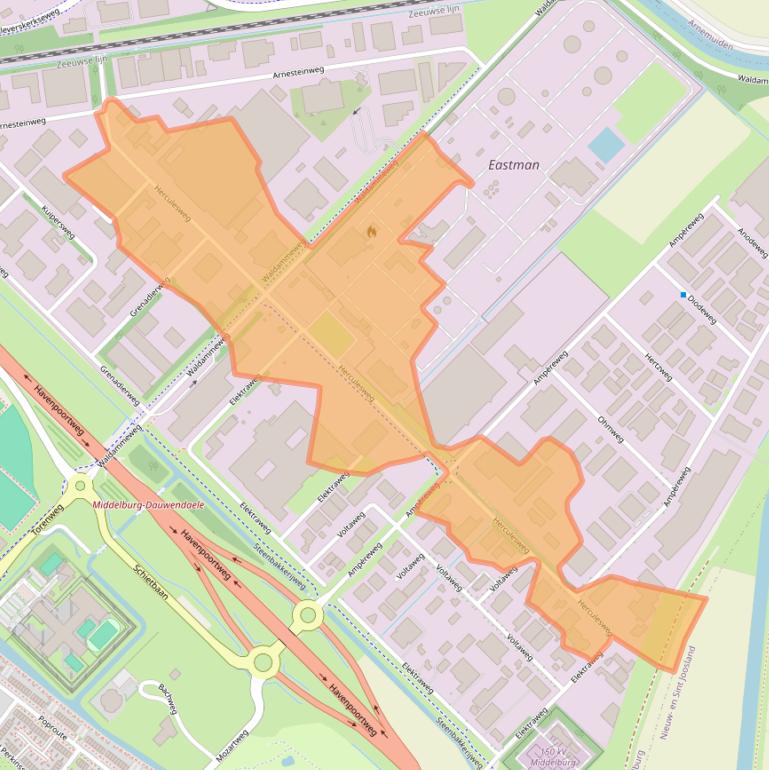 Kaart van postcodegebied 4338PL.