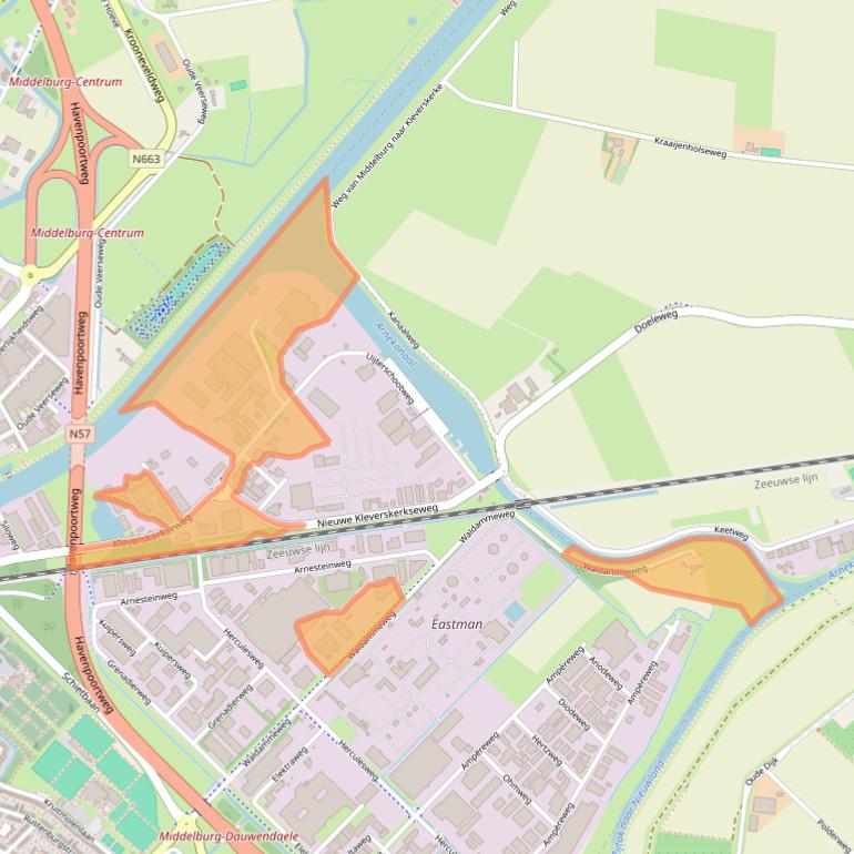 Kaart van postcodegebied 4338PM.