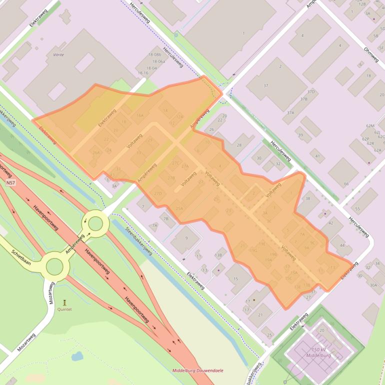 Kaart van postcodegebied 4338PS.