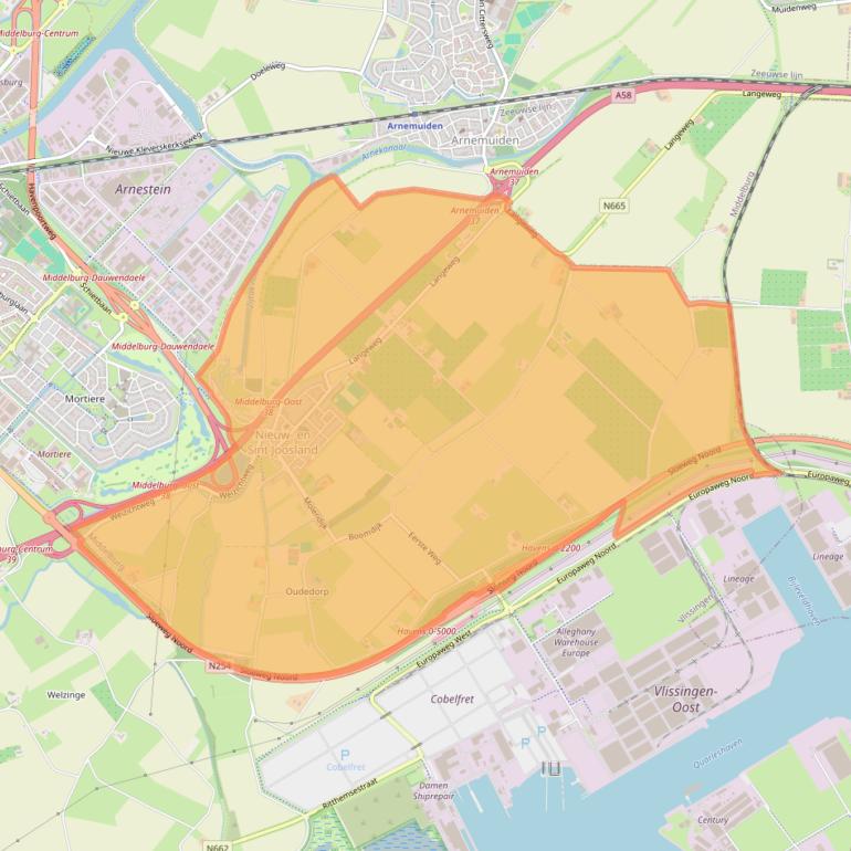 Kaart van postcodegebied 4339.