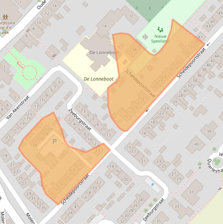 Kaart van postcodegebied 4339BK.