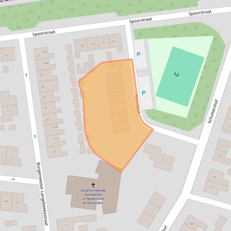 Kaart van postcodegebied 4341AC.