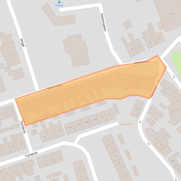 Kaart van postcodegebied 4341BA.