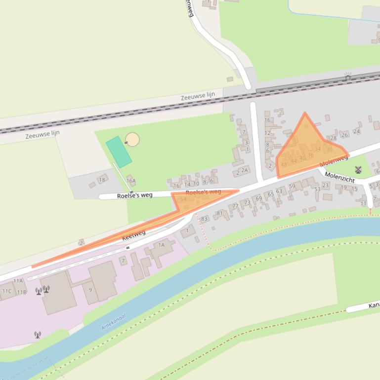 Kaart van postcodegebied 4341BE.