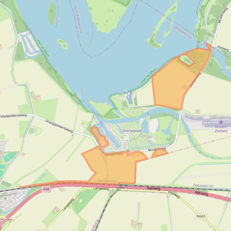 Kaart van postcodegebied 4341PZ.