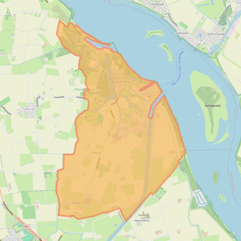 Kaart van postcodegebied 4351.